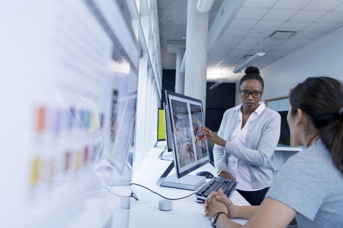 A woman teaching New Media Design at BCIT